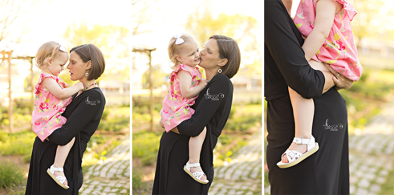 Pregnant mom playing with oldest daughter. | St. Louis Child Photographer
