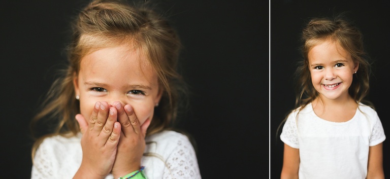 School Photo of young girl with hands over mouth | KGriggs Photography