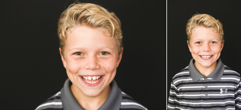 School photo of blonde boy with big smile | KGriggs Photography