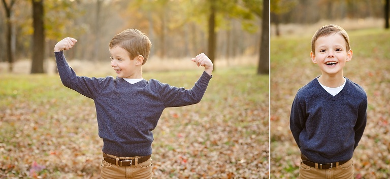 Young boy being silly showing his muscles | KGriggs Photography
