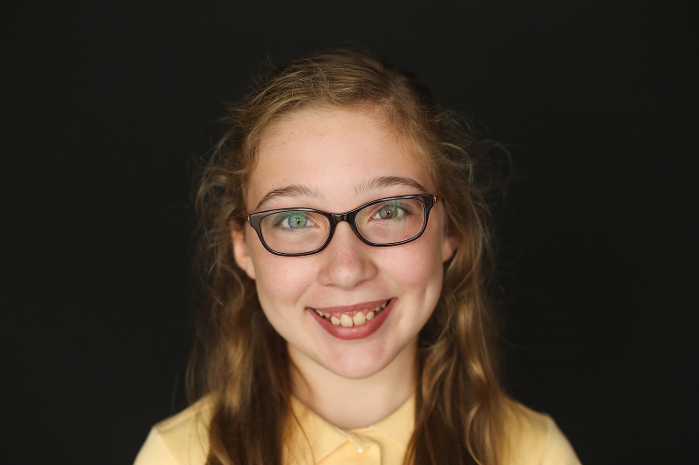 School photo of sweet girl wearing glasses | St. Louis School Pictures