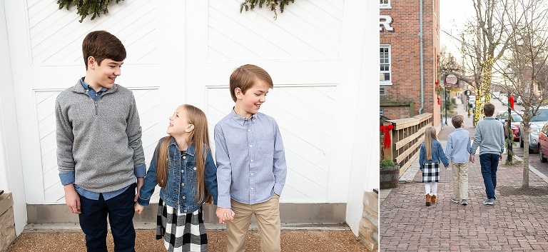 Three siblings holding hands and smiling | KGriggs Photography