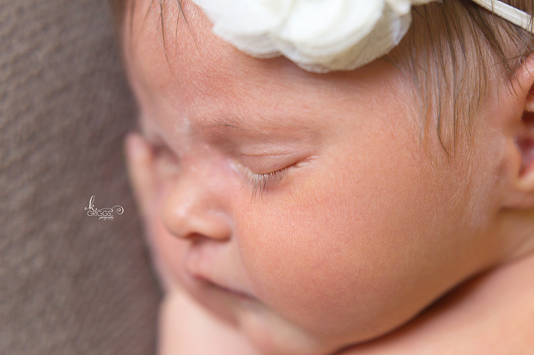 Newborn baby's face. | St. Louis Baby Photographer