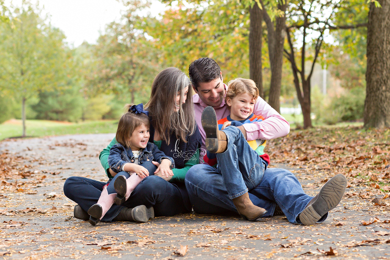 Neighbors sitting on path in park | St. Louis Family Photographer