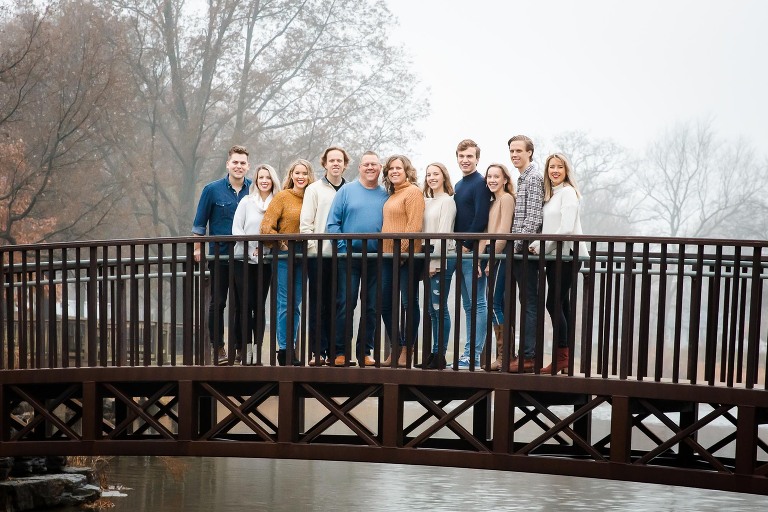 Large family on bridge at Des Peres Park | KGriggs Photography