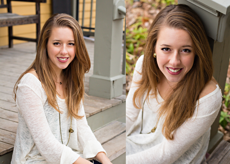 Young woman sitting looking at camera | St. Louis Senior Photographer