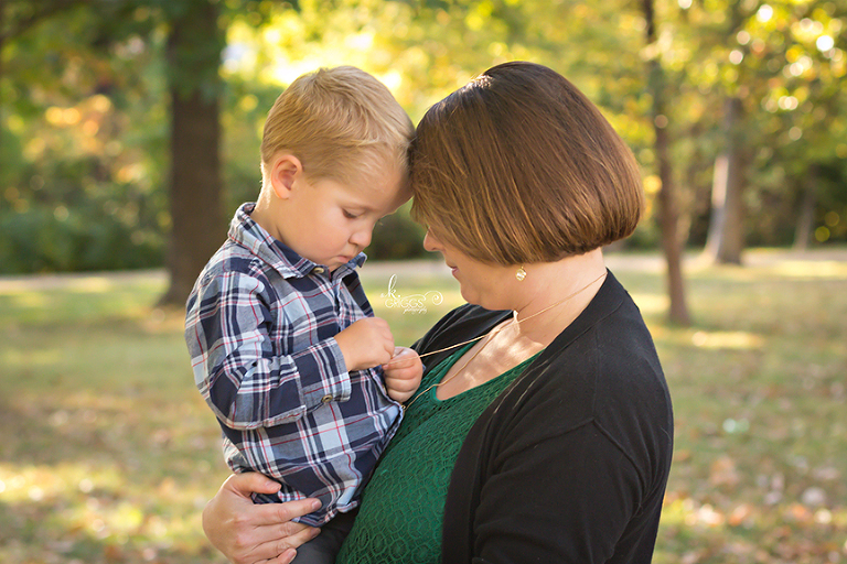 mom and son in Oak Knoll Park, St. Louis, MO