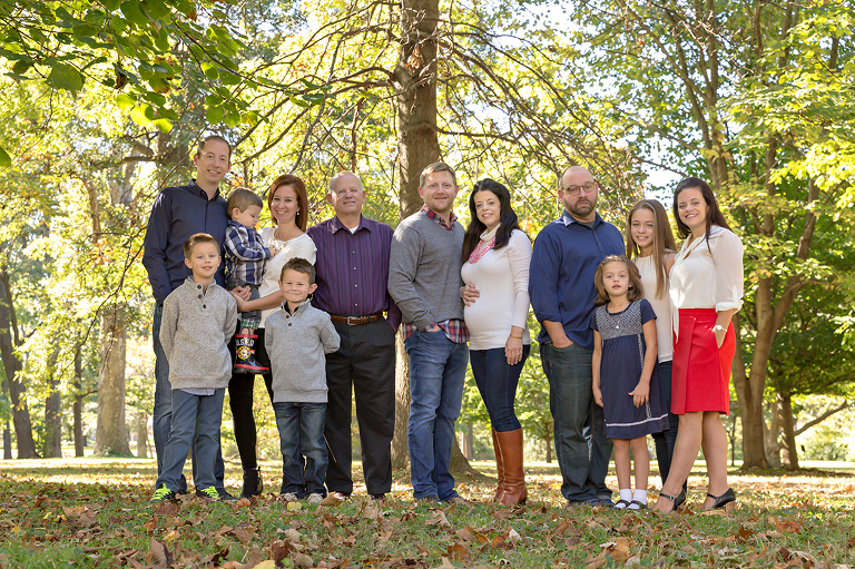 Fall extended family photo in a park {St. Louis Photographer}