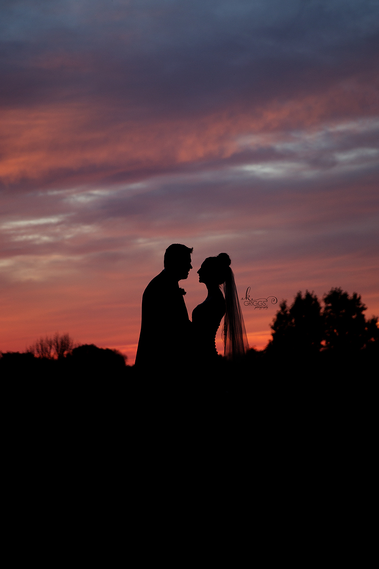 bride and groom in silhouette during sunset | St. Louis Photographer