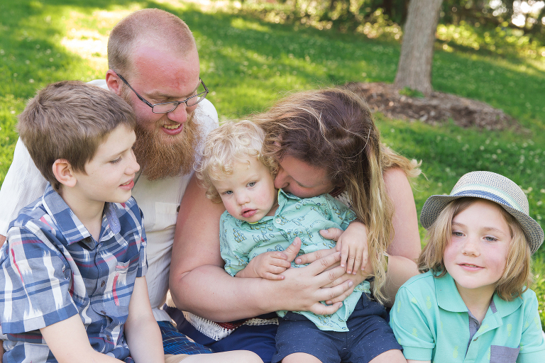 Mom kissing toddler boy's neck | St. Louis Photographer