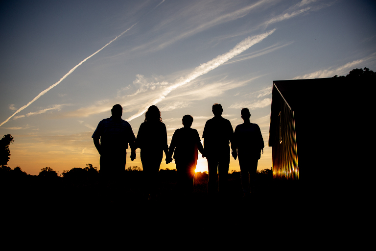 Silhouette of family of 5 | St. Louis Photographer