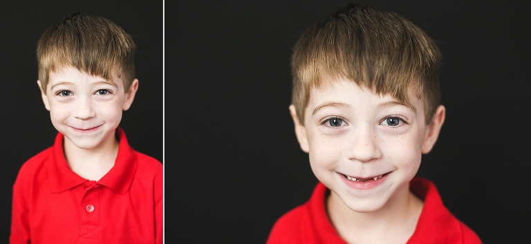 School Photos of brunette boy wearing red shirt | KGriggs Photography
