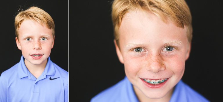 School Photo of red headed boy with braces | KGriggs Photography
