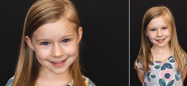 2 school photos of young girl with brown hair | STL School Photography