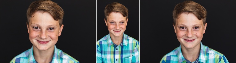3 school photos of teen boy with devilish grin | St. Louis School Photographer