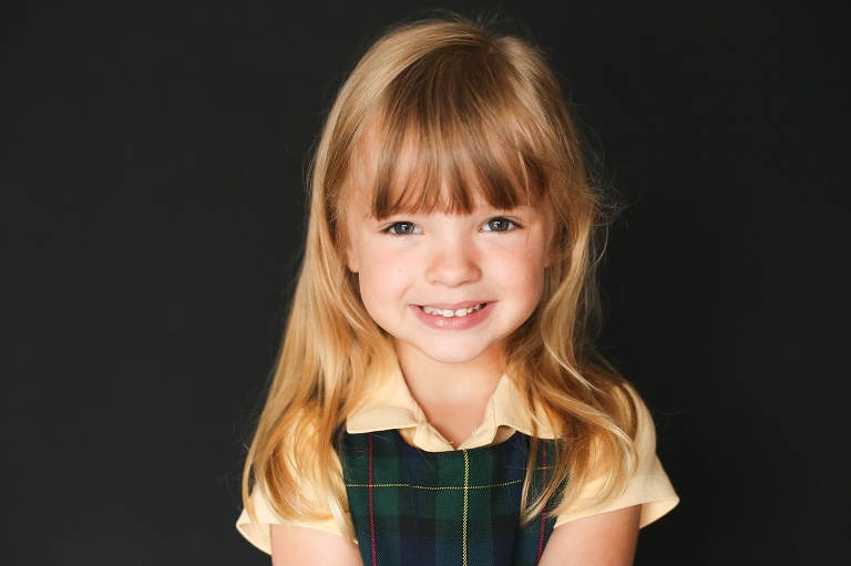 School photo of sweet young girl with long, blonde hair | St. Louis School Photographer