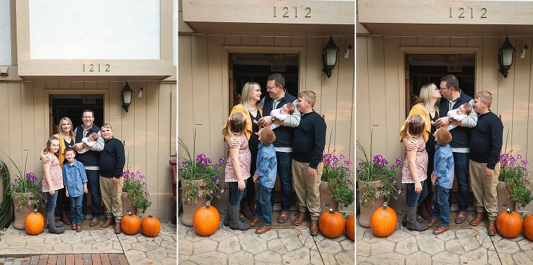 Three photos of a family standing in front of their home | KGriggs Photography