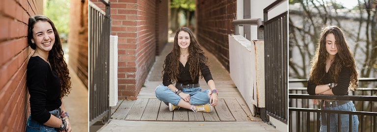 3 photos of young woman in downtown area | St. Louis Photographer