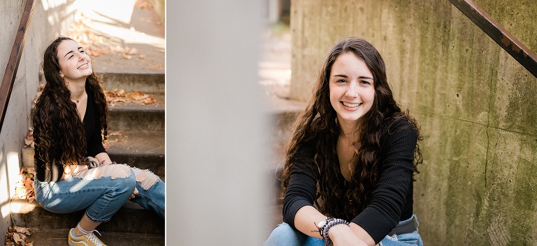 2 photos of teen girl in stairway | St. Louis Photos