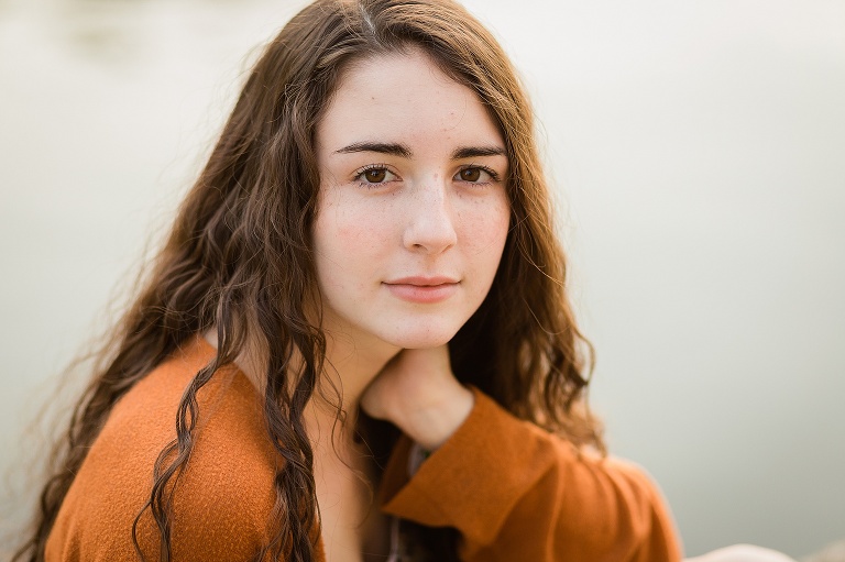 High school senior looking at camera | Kirkwood Senior Photographer