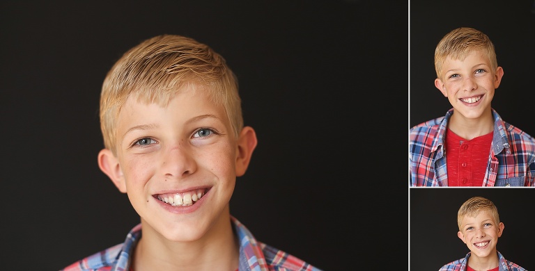 Three photos of teen boy smiling at camera | KGriggs Photography
