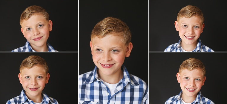 Photos of blonde haired tween boy smiling at camera | KGriggs Photography
